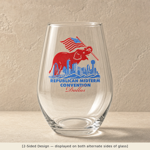 Dallas Elephant Skyline Stemless Wine Glass Set