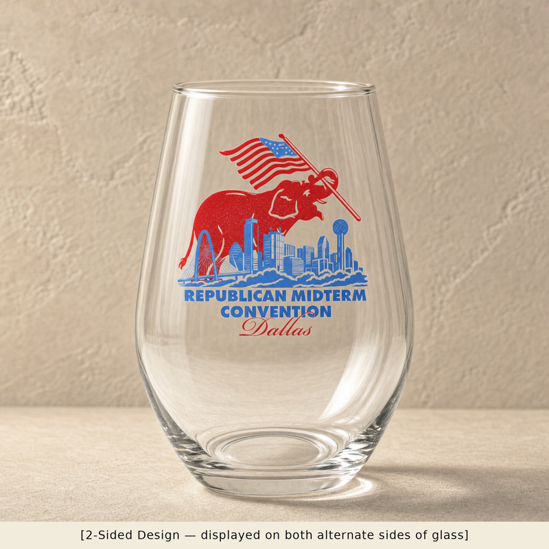 Dallas Elephant Skyline Stemless Wine Glass Set