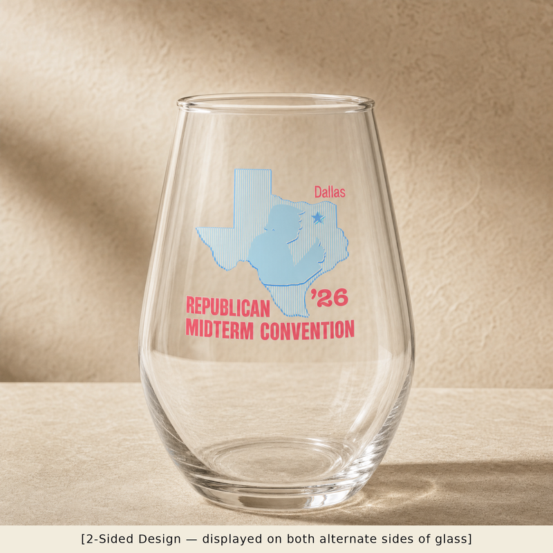 Texas Trump Baby-Blue/Red Stemless Wine Glass Set
