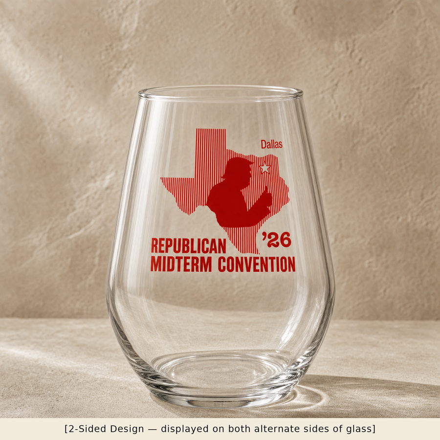 Texas Trump Red-on-Red Stemless Wine Glass Set