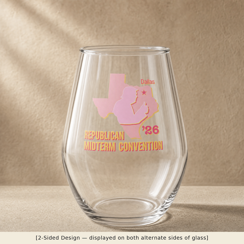 Texas Trump Sunburst Stemless Wine Glass Set