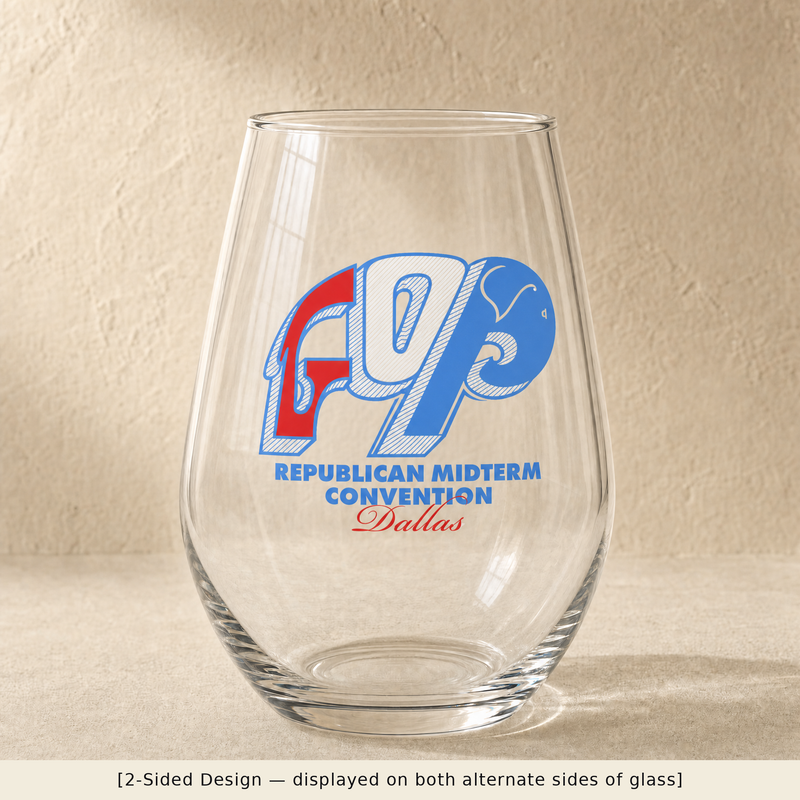 Vintage GOP Stemless Wine Glass Set