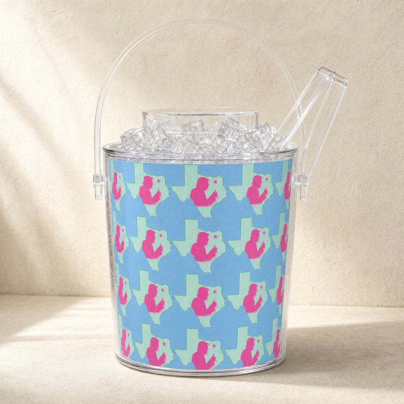 Texas Trump Blue Green/Pink Ice Bucket with Tongs — Front | Dallas Republican Convention