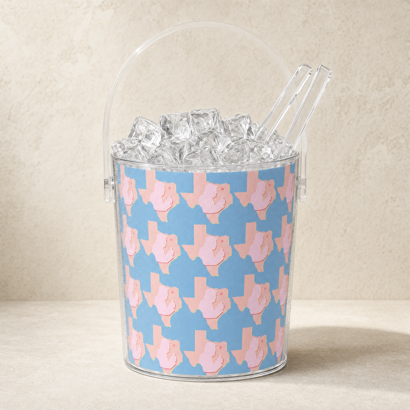 Texas Trump Blue Sunburst Ice Bucket with Tongs — Front | Dallas Republican Convention