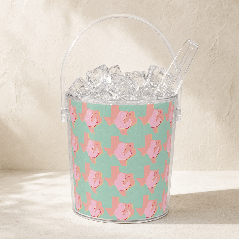 Texas Trump Green Sunburst Ice Bucket with Tongs — Front | Dallas Republican Convention