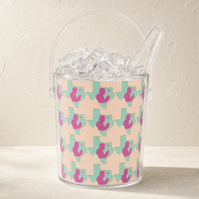 Texas Trump Peach Green/Pink Ice Bucket with Tongs — Front | Dallas Republican Convention