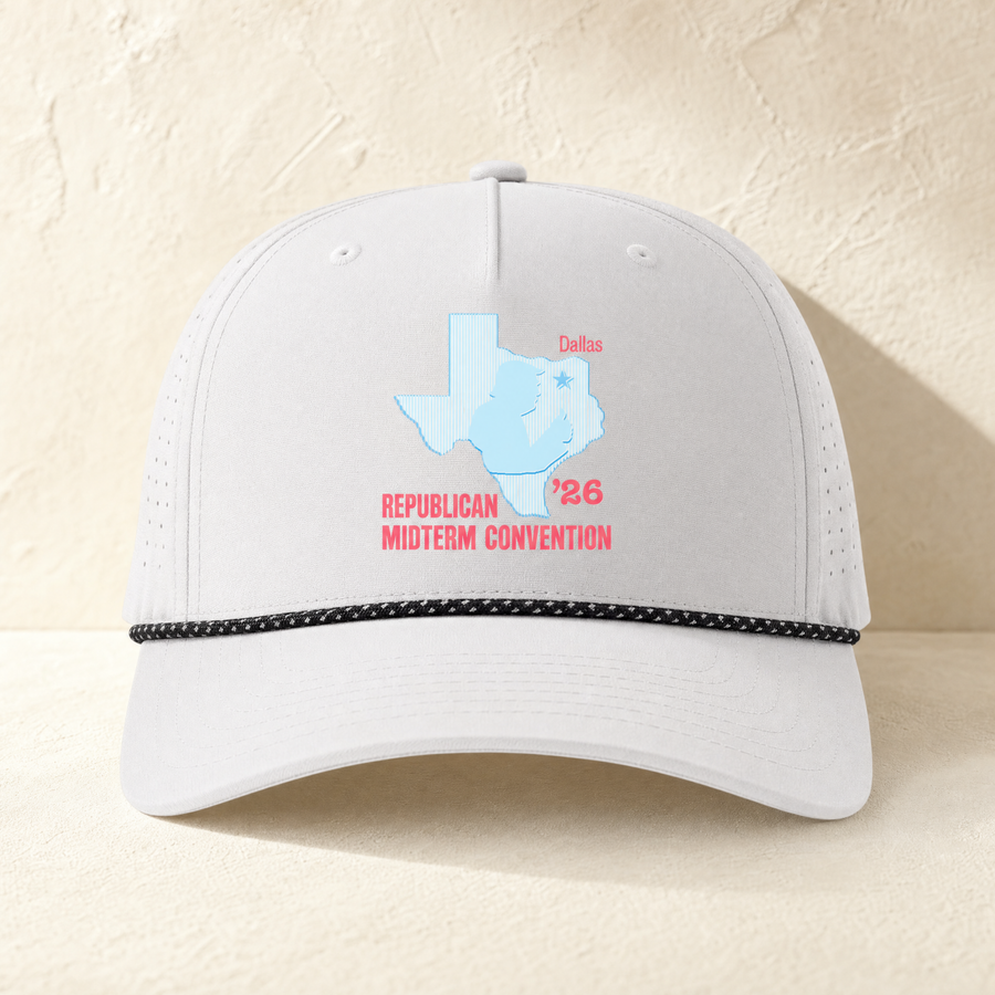 Texas Trump Baby-Blue/Red Rope Hat — Front, Silver/ Black Silver | Dallas Republican Convention