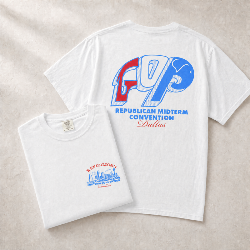 Vintage GOP 2-Sided Tee — Front-Back Combo, White | Dallas Republican Convention
